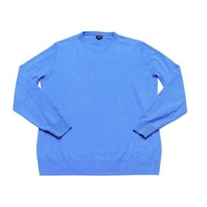 J Crew 100% Cashmere Crewneck Pullover Sweater Mens Large Blue Preppy